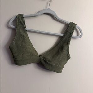 Wanderlust Swim Olive Green Textured Bikini Top Size L